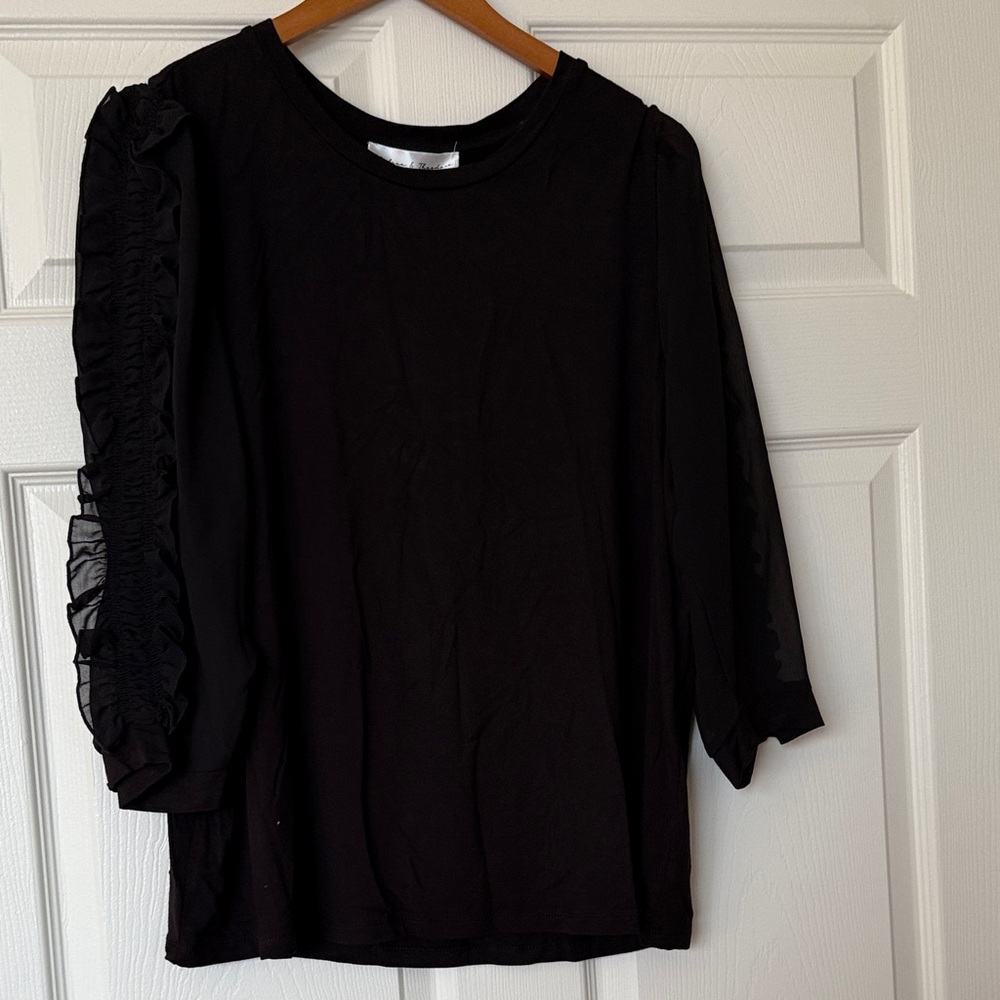 Kohl's Black Ruffled Sleeve Blouse